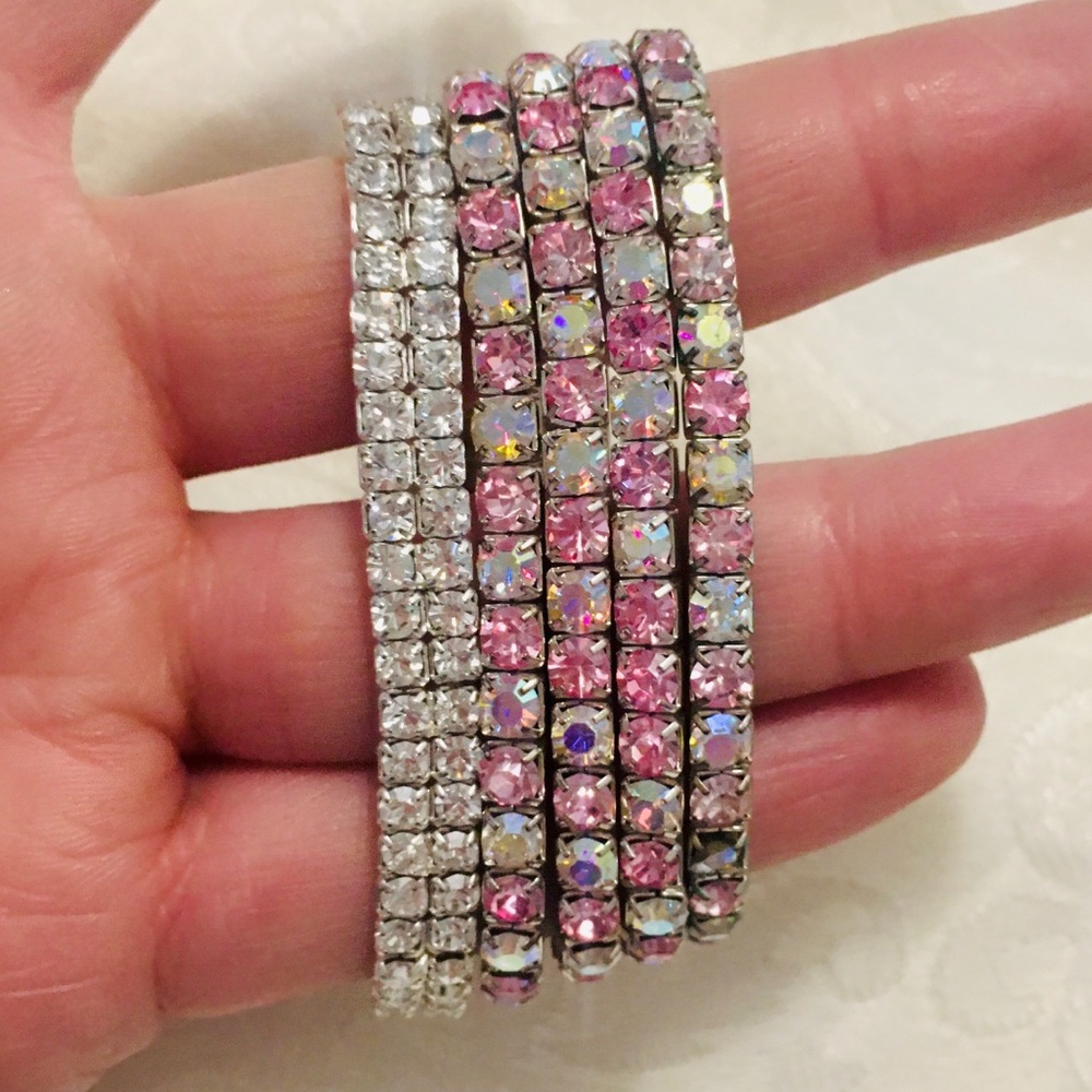5 Rhinestone Stretch Bracelets